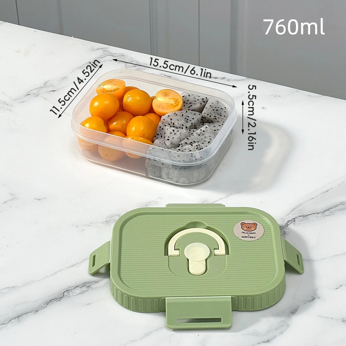 WORTHBUY Doorzichtig plastic compartiment Lunchbox Draagbare studenten Kids Bento Box Magnetronbestendig verzegelde lunchcontainer met handvat