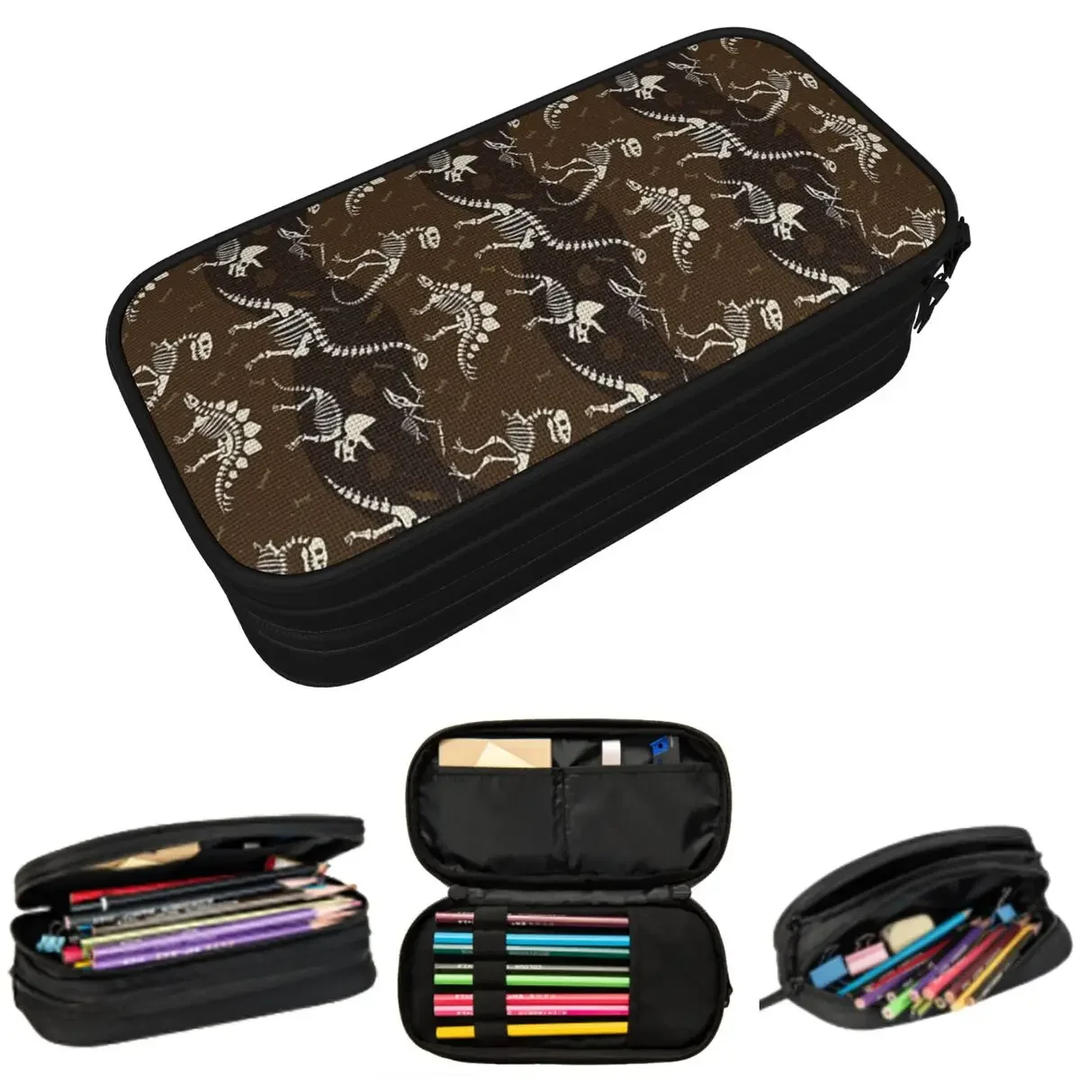 

Dinosaur Fossil Pattern Pencil Cases Large Storage Pen Bags Pen Box Pencil Pouch For Boys Girls Student Stationery School Office