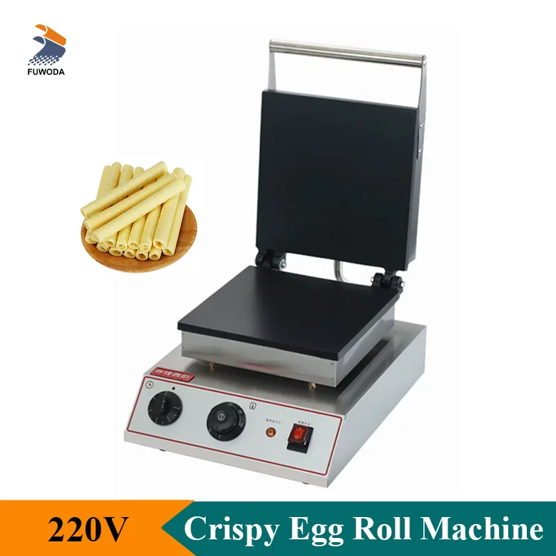 Kitchen 220V Crispy Egg Roll Maker Flat Pan Electric Cone Egg Rolls Making Machine Non Stick Coating Snack Equipment