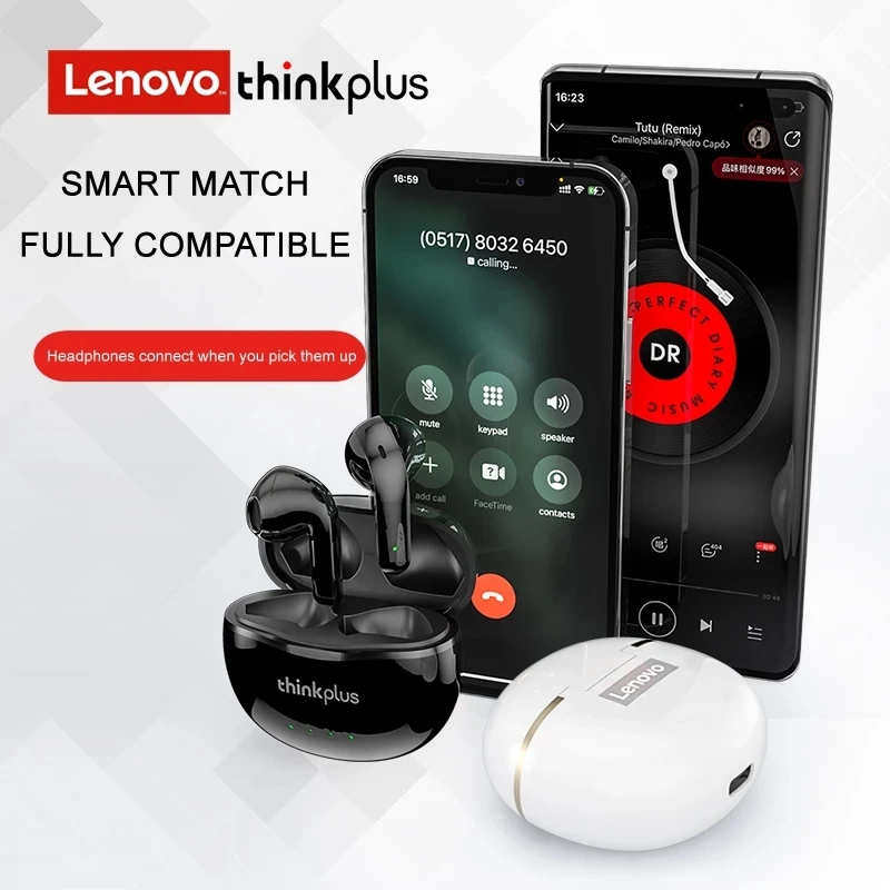 Lenovo X16ไร้สาย Bluetooth Fone หูฟัง HiFi พร้อมไมโครโฟนหูฟังหูฟังกีฬาชุดหูฟังกล่องชาร์จ300MAh