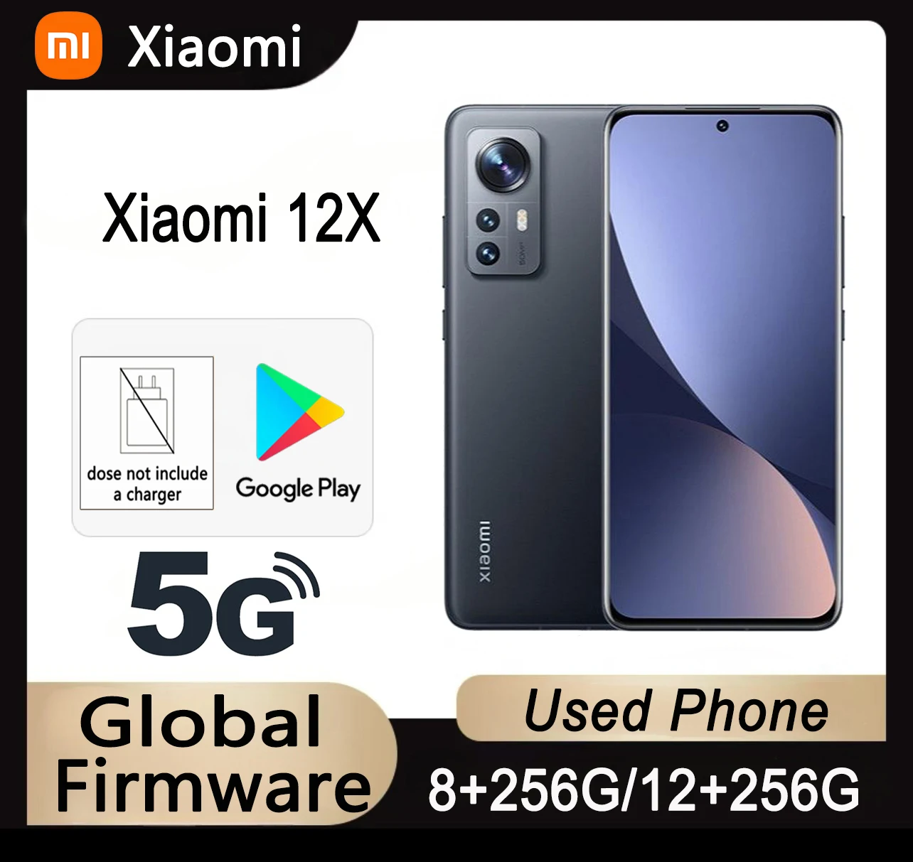 Global firmware 5G Version smartphone Xiaomi 12X 67W Snapdragon 870 HyperOS 1.0 used phone