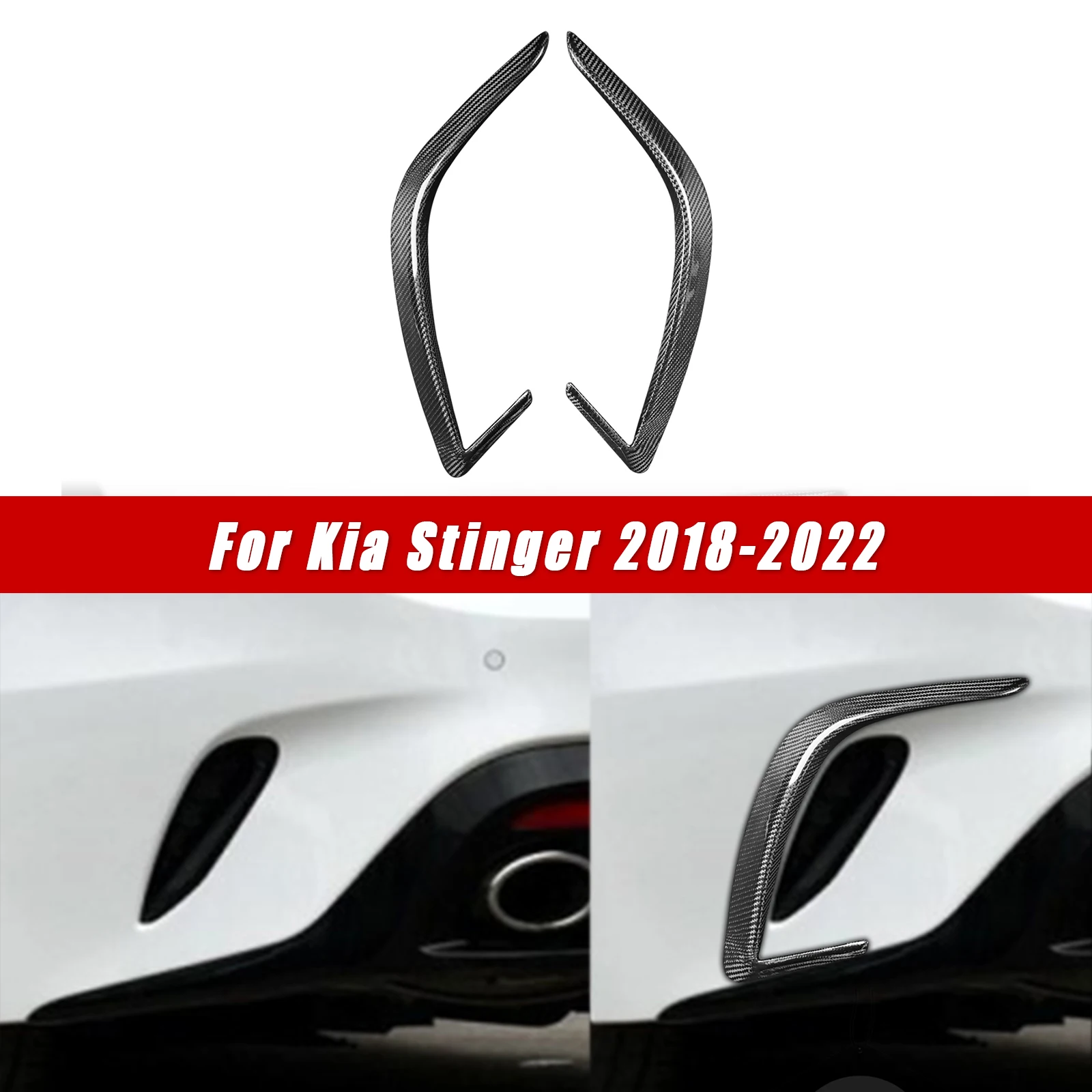 For Kia Stinger 2018-2022 Real Dry Carbon Fiber Rear Bumper Spoiler Car Accessories Modification