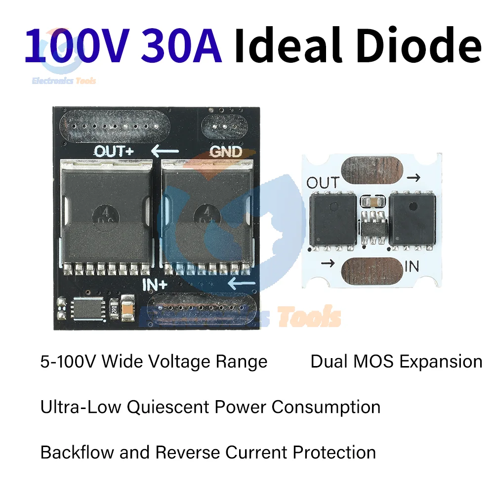 Ideal Diode Module 100V/60A 60V/10A Anti-Backflow Ultra-Low Power Rectifier Power Supply Industrial Battery Protection Board