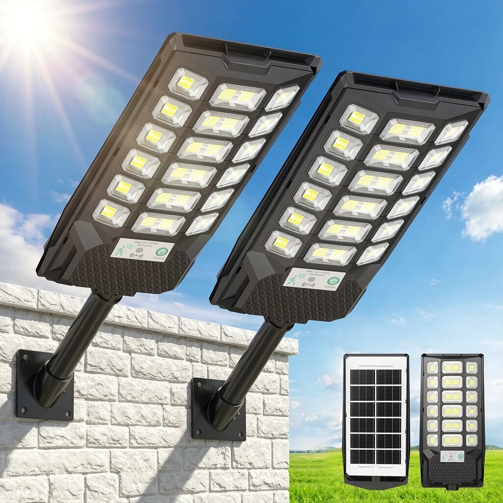 Lampade solari da esterno, lampade stradali impermeabili per esterni, lampade solari di sicurezza con sensore di movimento e telecomando, con controllo dall’alba al tramonto, 6500K, per cortili,