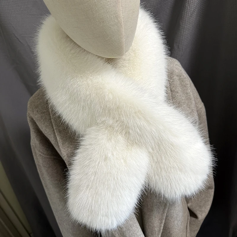 

Fake Rabbit Fur Collar Scarf Women Keep Warm Thickening Fur Solid Color Cross Winter Scarf Autumn Winter Fake Fur Plush Elega