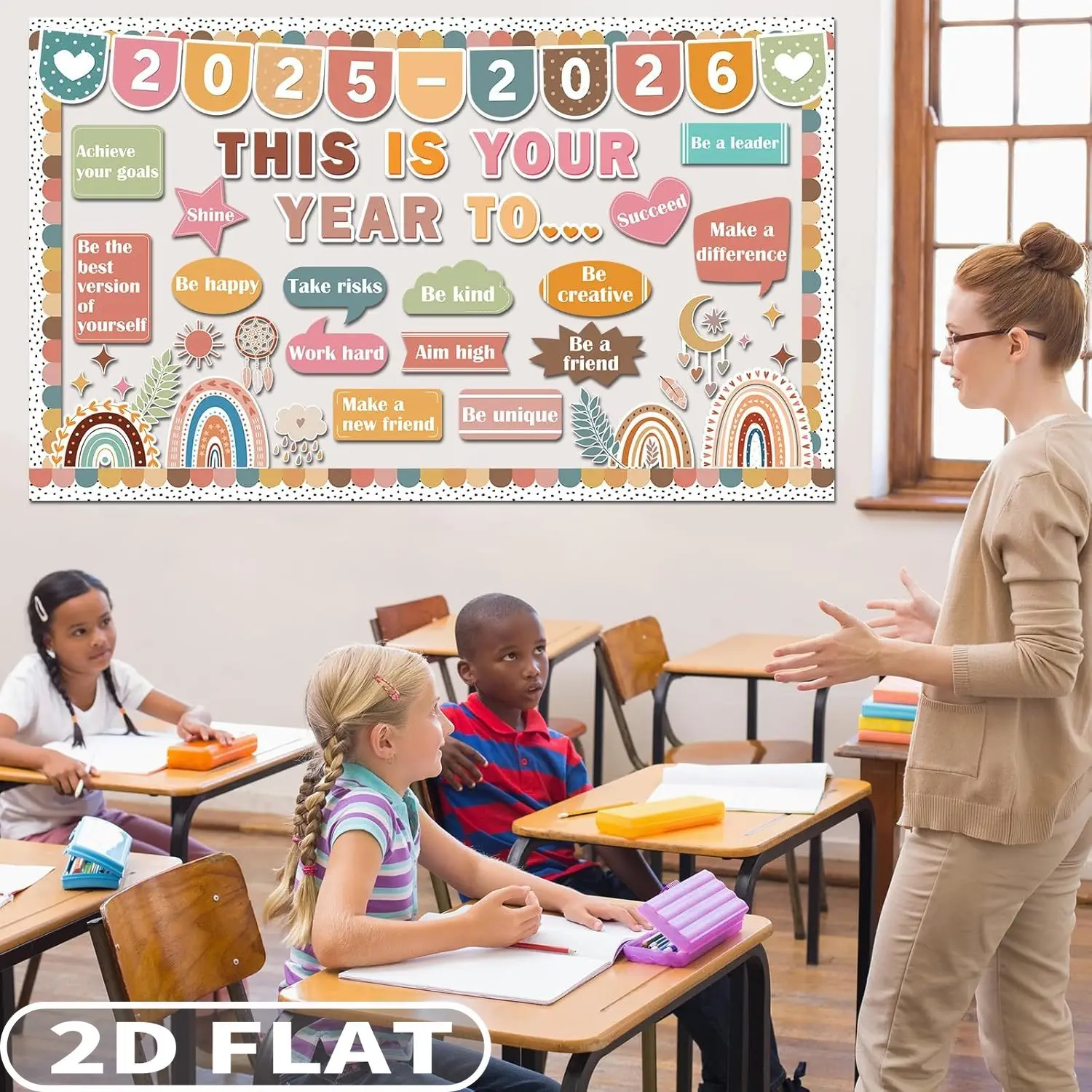 1 قطعة 2D FLAT هذا هو لافتة الفصول الدراسية للوحة الإعلانات الخاصة بك ، فتحات تأكيد إيجابية تحفيزية لديكور معلق على الحائط #4