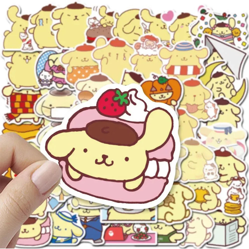 Kawaii Pompom Purin Adesivos para Crianças, Desenhos Animados Bonitos, Decalque Graffiti, Telefone, Garrafa de Água, Laptop, Engraçado Sanrio Adesivo, Brinquedo, 10 Pcs, 30 Pcs, 50Pcs