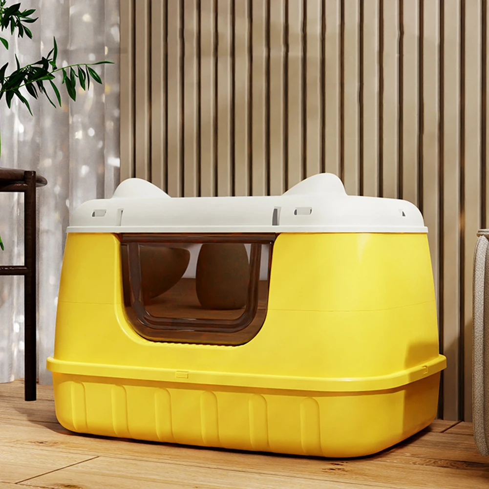 

Cat Toilet with Handle Large Cat Litter Box Anti Splashing Cat Bedpans with Lid for Larger Cat Breeds Or Multiple Cat Households