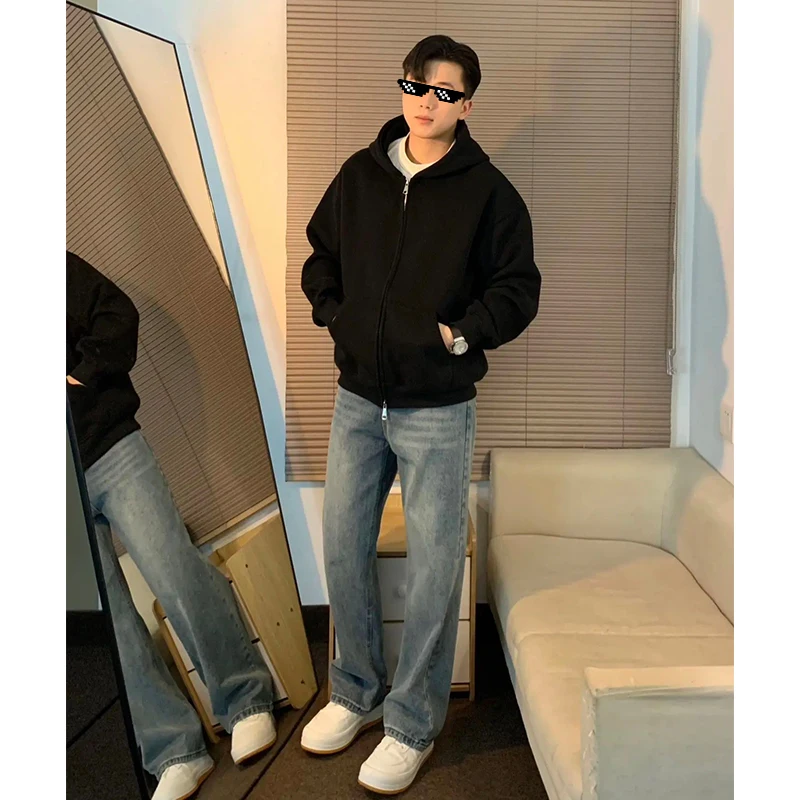 

Deep Blue Men's Jeans Cleanfit Trendy Brand Knife Pants American Sle Slimming Micro Flared Straight Leg Jeans