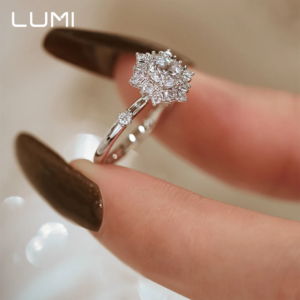 0.5CT Real Moissanite Snowflake Ice 925 Sterling Silver Ring for Women - Artistic Wedding Band Dainty Engagement Jewelry