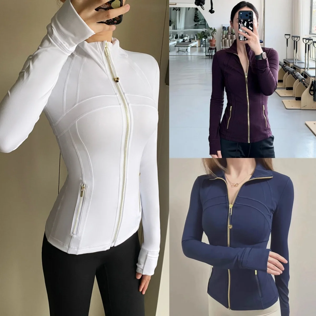 Lemon Women Yoga Stand Neck Jacke Lightweight Breathable High Elastic Tight Sport Stand Neck Coat Outdoor Fitness Top Sportswear