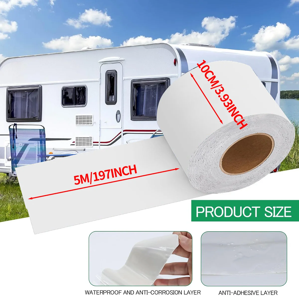 Wohnmobil-Dichtungsband, weißes wasserdichtes Dichtungsband – wetterfestes Dichtmittel-Dachband für die Dachreparatur, Wohnmobil, Anhänger, Boot, Dichtung, Leck