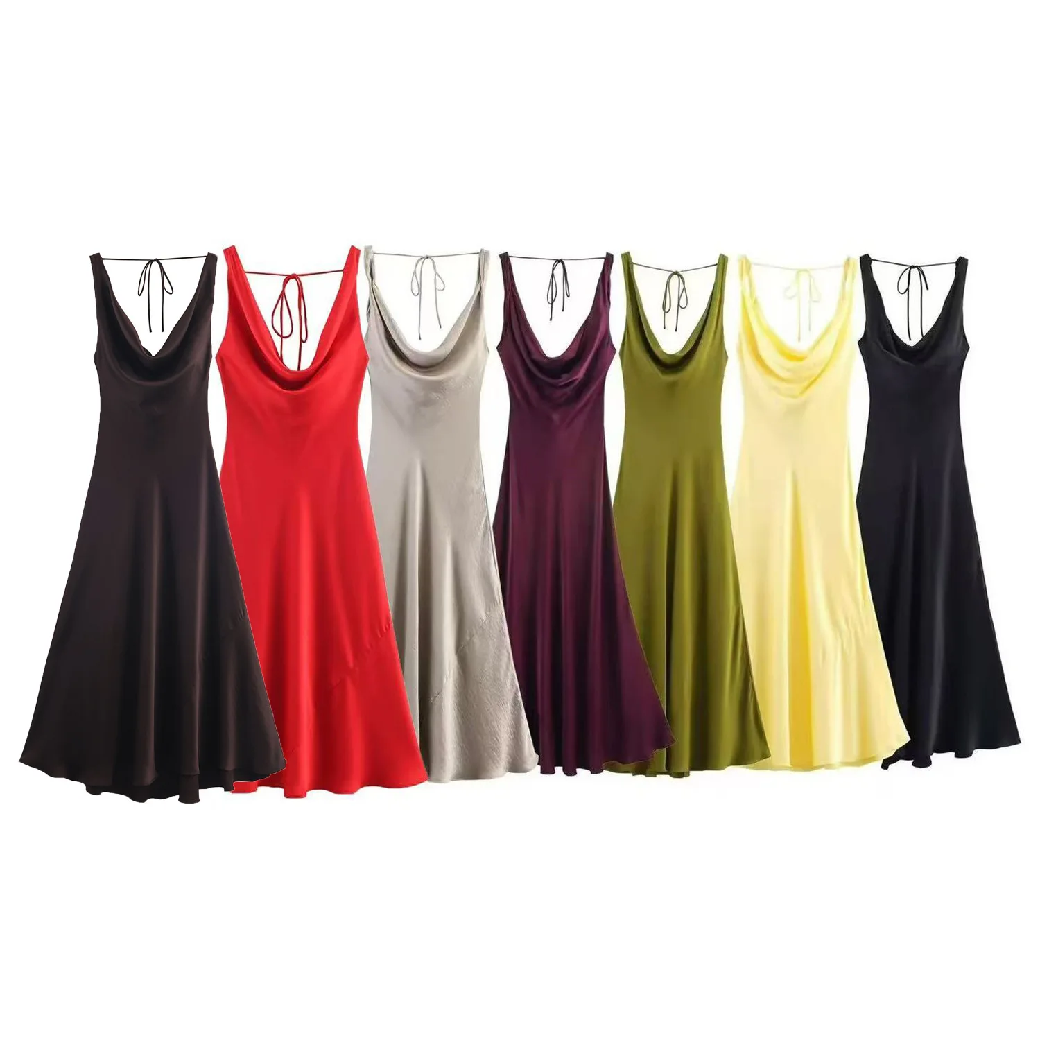 Summer New Women's Fashion And Sexy Silk Satin Texture Dress