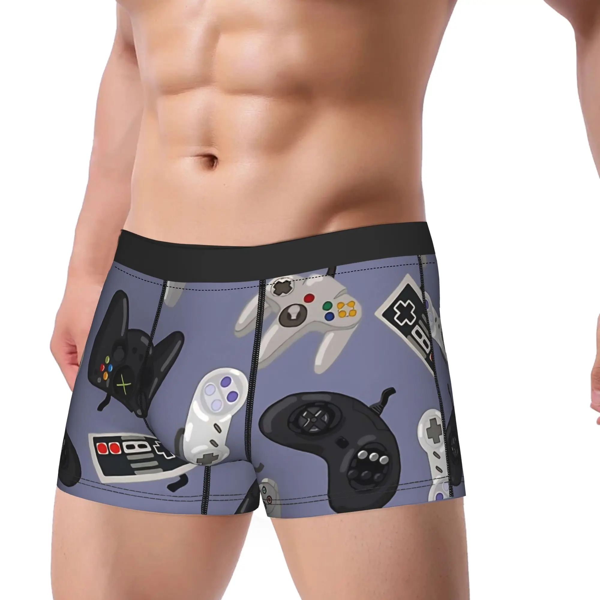 Old School Video Game Controllers  Repeating Pattern Underwear  Men's Boxer Brief Comfortable Boxer Shorts Large Size Panties