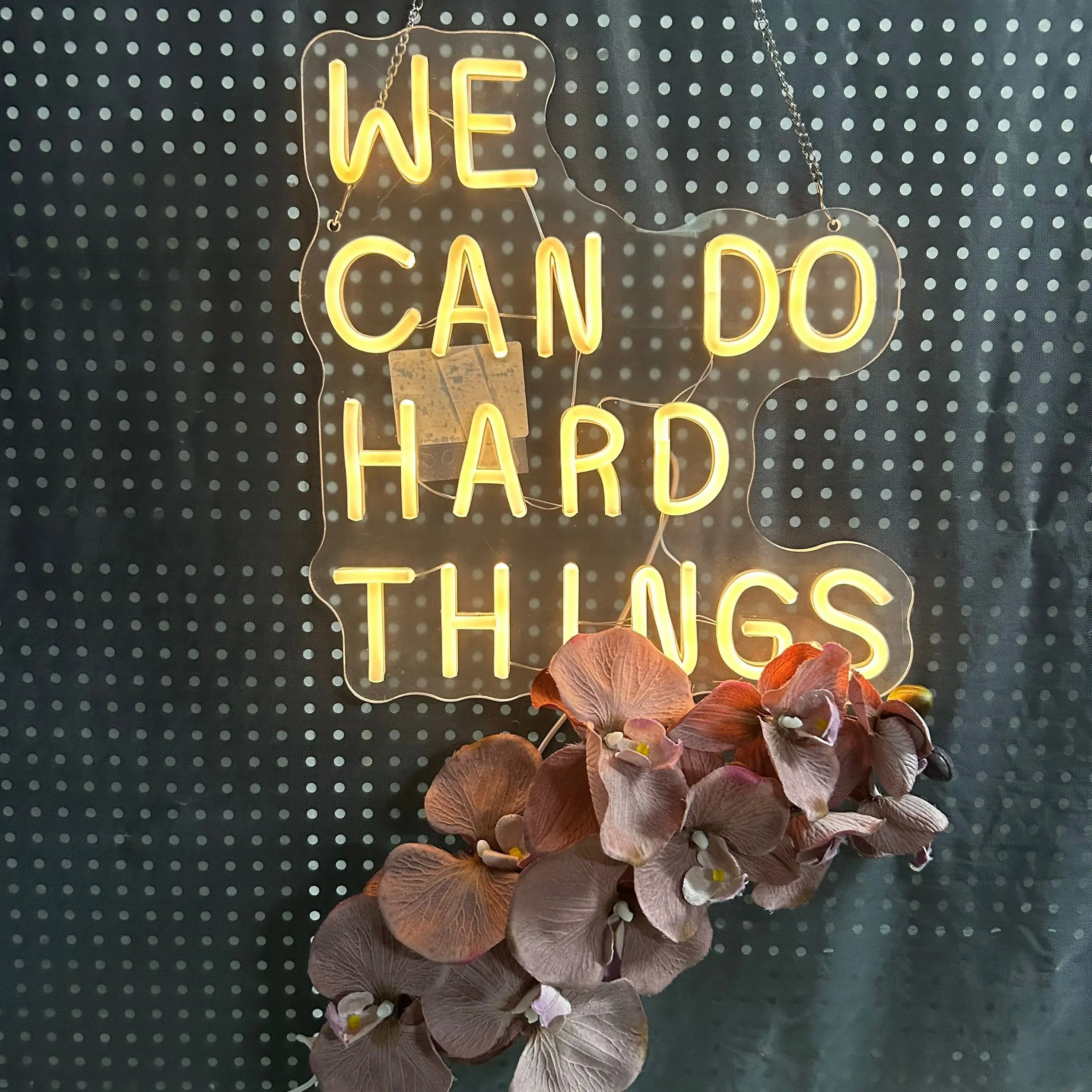 We Can Do Hard Things Neon Sign Inspirational LED Wall Art USB Powered Dimmable for Home Office Gym Decor Motivational Gift