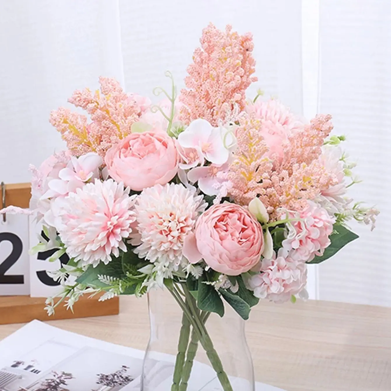Decoración de flores artificiales para festivales, hogar, habitación, mesa, jarrón, corona de boda, arcos de rosas de jardín, ramo de novia de peonías de seda, accesorios y regalos.