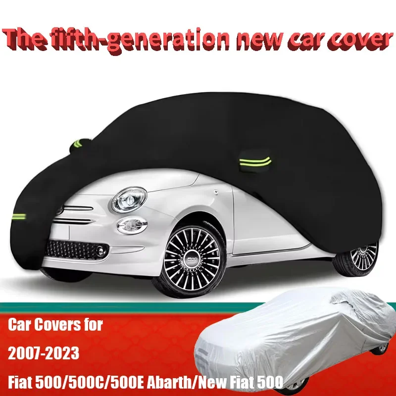 

Car Covers for 2007-2023 Fiat 500/500C/500E Abarth/New Fiat 500 (Black) 210T Custom Outdoor Storm Hood Waterproof