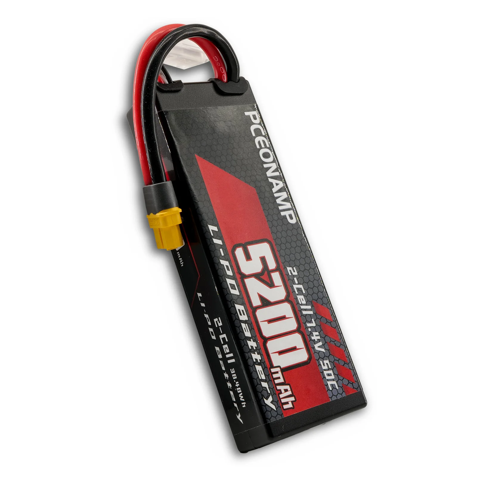 PCEONAMP 2S Lipo Battery 7.4V 50C 5200mAh with XT60 Plug Rechargeable High Capacity RC Cars Battery Hard Case Fit for RC Car Trucks 1/8 1/10 High Speed RC Cars