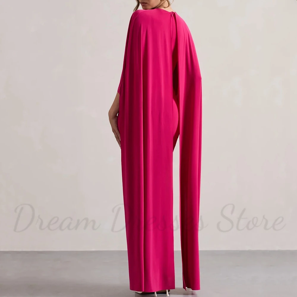 Simple O-Neck Cloak Sleeves Evening Dress Classic Mermaid Floor Length Custom Made Women Banquet Party Gowns for Wedding Guest