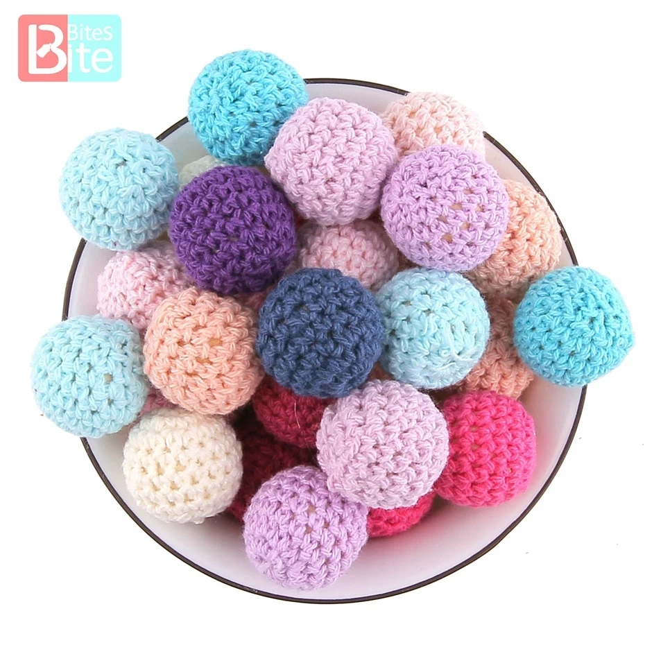 Bite Bites 15pcs 20/16 mm Wooden Crochet Bead Baby Teether Knit Beads Blank DIY Nursing Necklace Gifts Children'S Goods Bpa Free