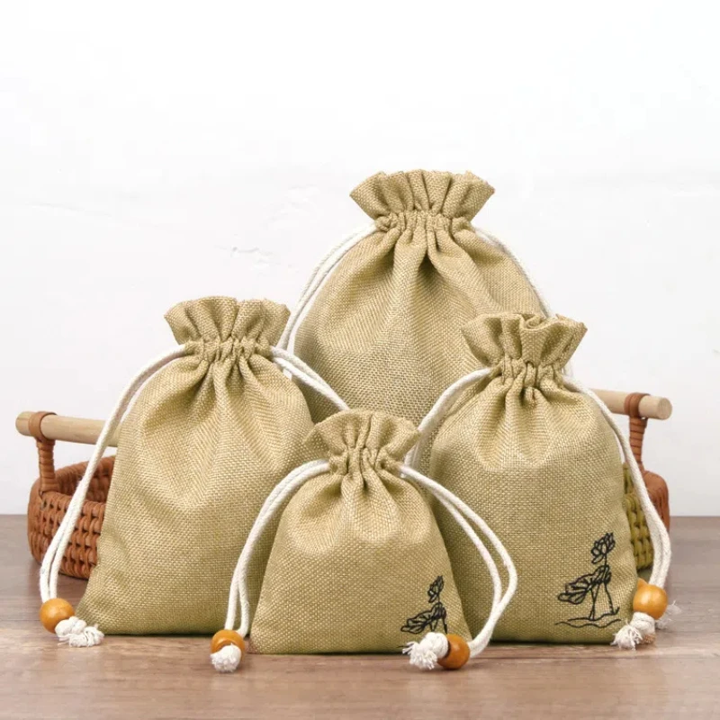 Package Drawstring Burlap Bag Gift Fashion Jewelry Burlap Storage Bag