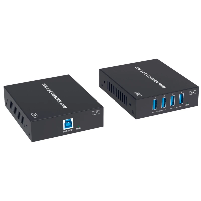 USB Extender TX RX with RS232/FSYNC 5Gbps 4 Port USB 3.0 Extender Over Ethernet CAT6A Cable up to 100m