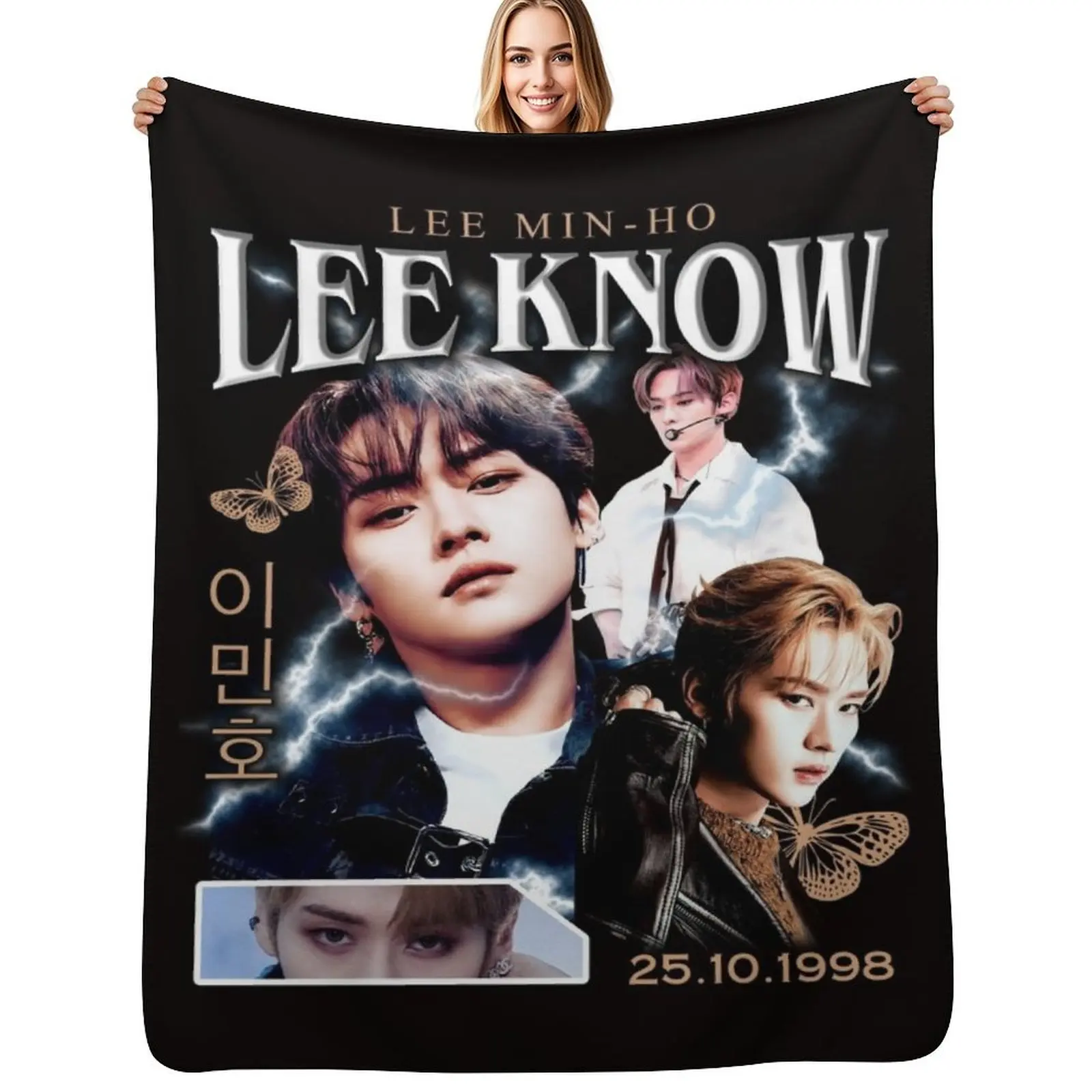 

LEE KNOW Shirt Vintage 90 Retro T Shirt Tee Throw Blanket Decorative Sofas For Sofa Thin Blankets