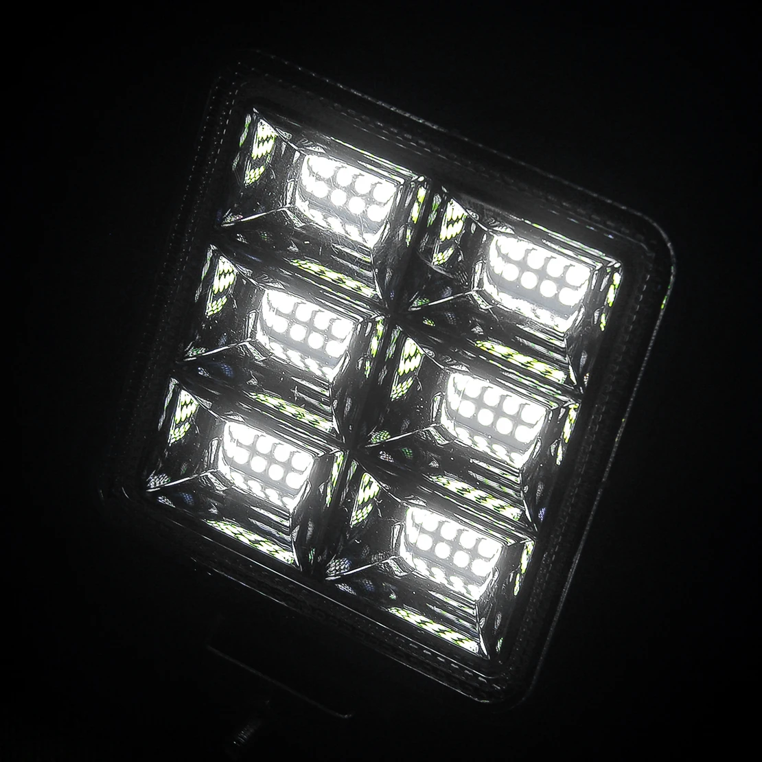 2pcs Square 4-Inch White LED Work Light Pods Flood Spot Lamp For Cars Truck Off Road SUVs Vans