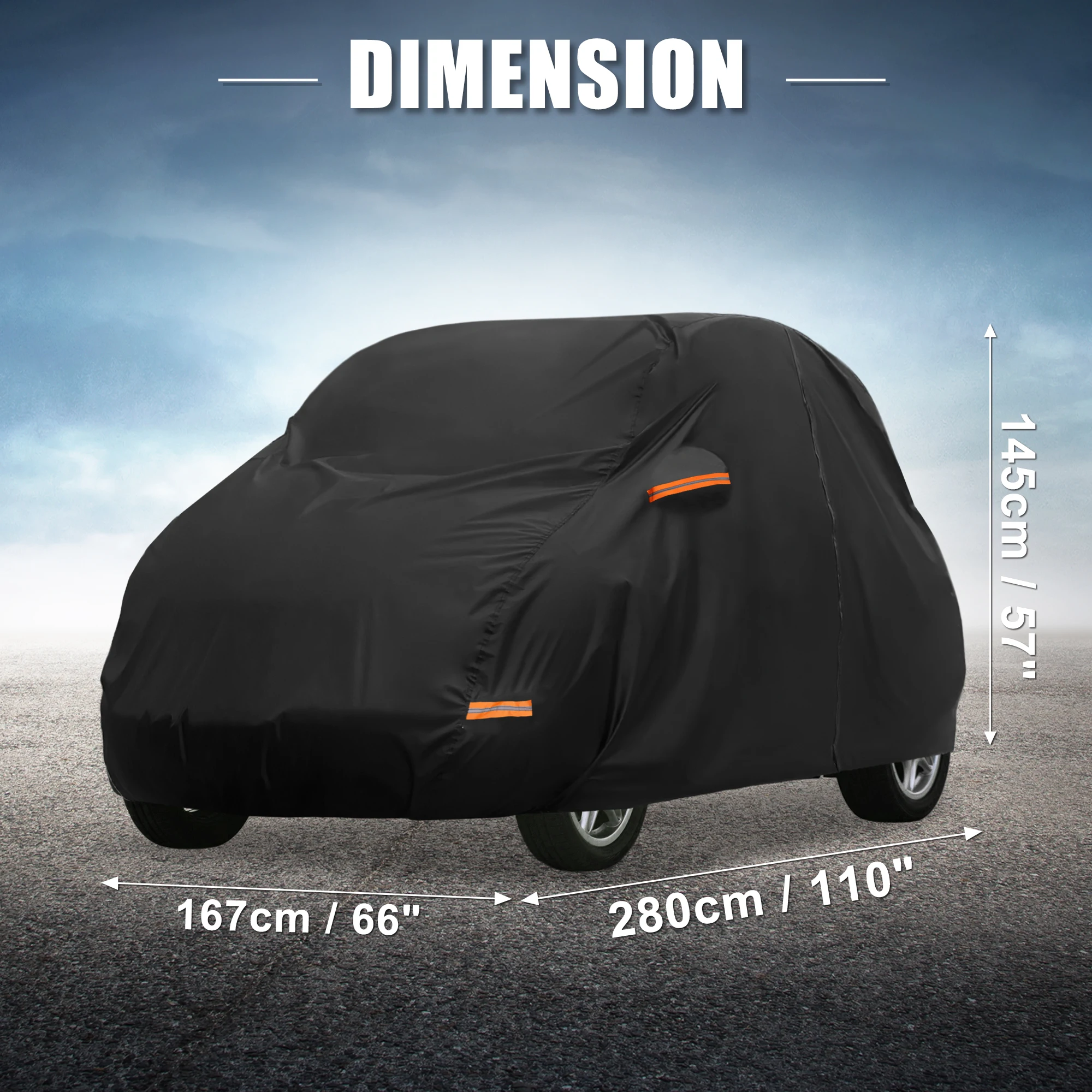 X Autohaux Car Cover for Smart Fortwo 2007-2023 210D-PU Oxford Outdoor Car Cover Waterproof Windproof Protection w/ Door Zipper