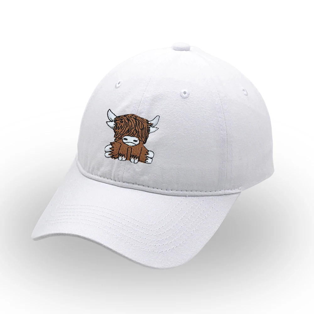 Scottish Highland Cow Baseball Cap Embroidered Retro Scotch Cow Dad Hat  Cotton Unisex