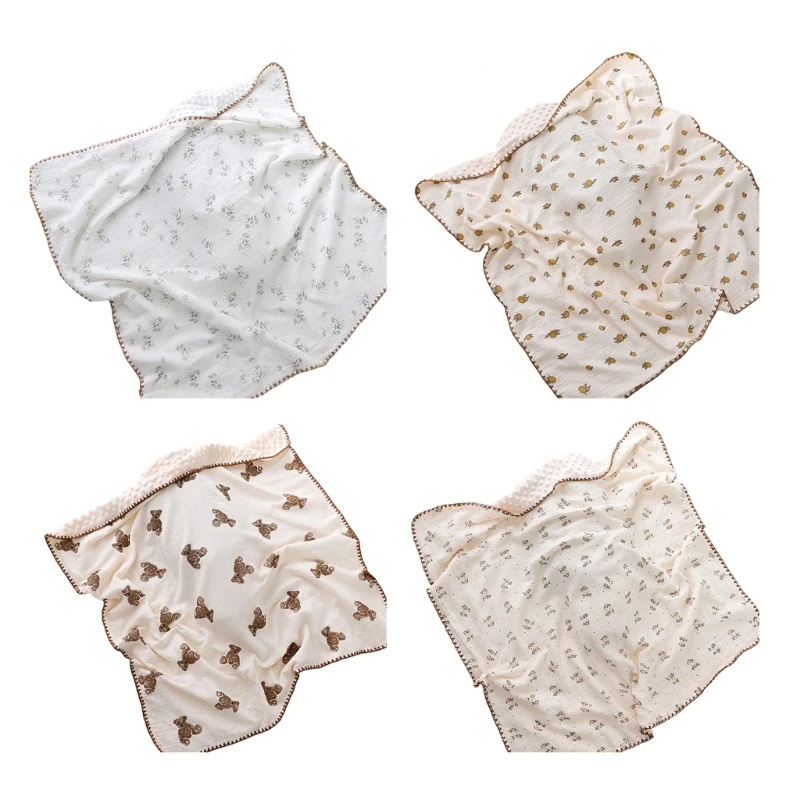 Newborn Receiving Blanket for Baby Floral Wrap Blanket Infant Cotton Swaddle Blankets Skin-Friendly Four Season Blanket