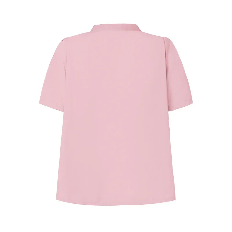 VONDA Elegant Blouse 2025 Summer Tops Women Short Sleeve Stand Collar Solid Color Shirts Tunic Fashion OL Casual Blusas Feminina