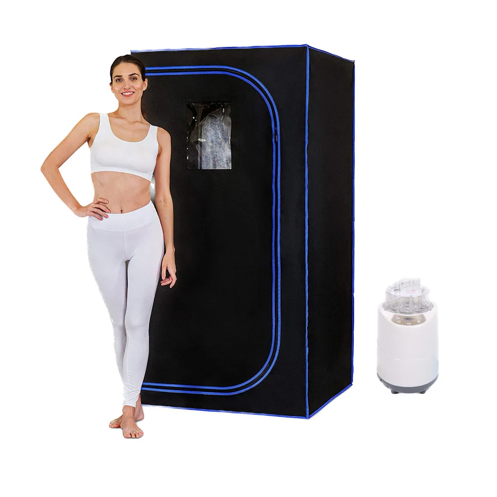 Portable Full Body Steam Sauna With Fold Chair Steamer 2000W 4.2L Upgrade Lid Cabin Ease Insomnia Stainless Steel Pipe Support