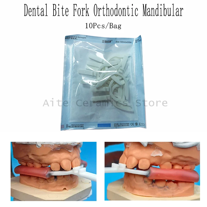 10Pcs/bag Dental Bite Fork Orthodontic Mandibular Maxillary Record Fork Disposable Plastic Bite Register for Dental Clinic