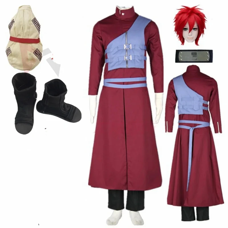 Anime Cosplay Shippuden Gaaracosplay Costume Red Coat Tailor Made Blue Vest Plus Size Halloween Costumes Comic Cosplay