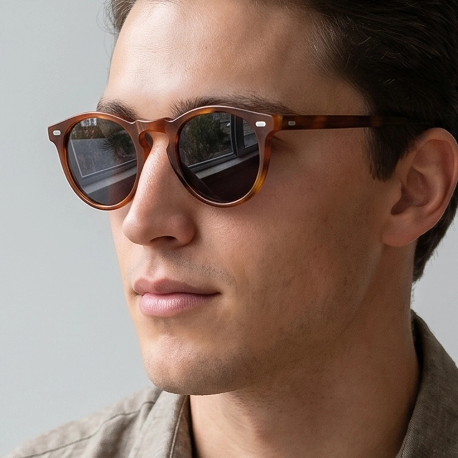 Black Lens Polarized Sunglasses Unisex Round Acetate Frame Driving Glasses Men's Daily Use Vintage Circule Shades