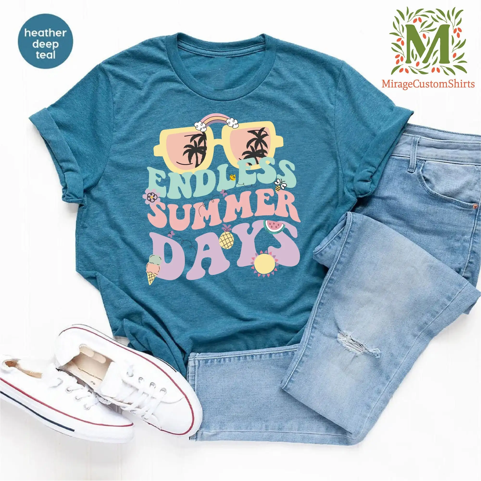 Endless Summer Days T Shirt Retro Beach Vibes s Vacation Ocean Hello