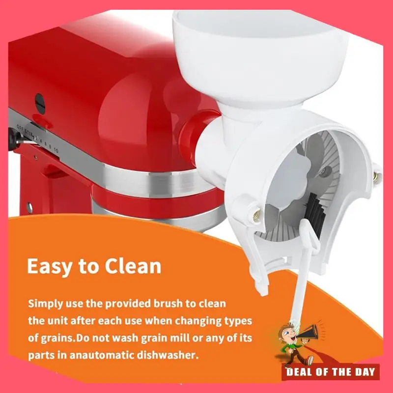 تسليم خلال 24 ساعة لمرفق مطحنة الدقيق لخلاط كيتشن ايد، مطحنة حبوب 8 مستويات للقمح والشوفان والفاصوليا والقهوة