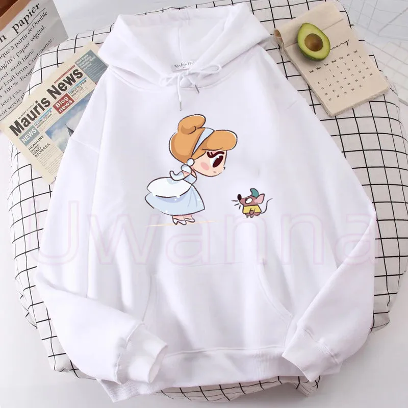 Cinderella Princess Hoodie Women Printed Cartoon Little Mermaid Hoodies Female Sweatshirt Harajuku Tops Fleece Clothing