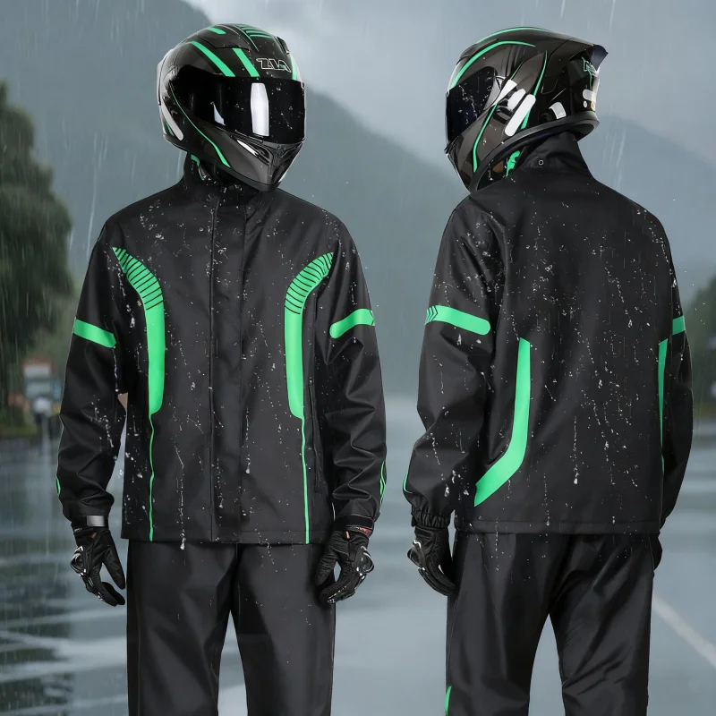 

Fashionable Men's Motorcycle Raincoat Rain Pant Suit Thickened Waterproof Rain Jacket for Outdoor Cycling Adult Rainwear
