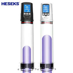 HESEKS Automatic Penis Pump LCD Vacuum Men Male Masturbator Penis Enlargement Extend Pump Penis Enlarge Air Pressure Device