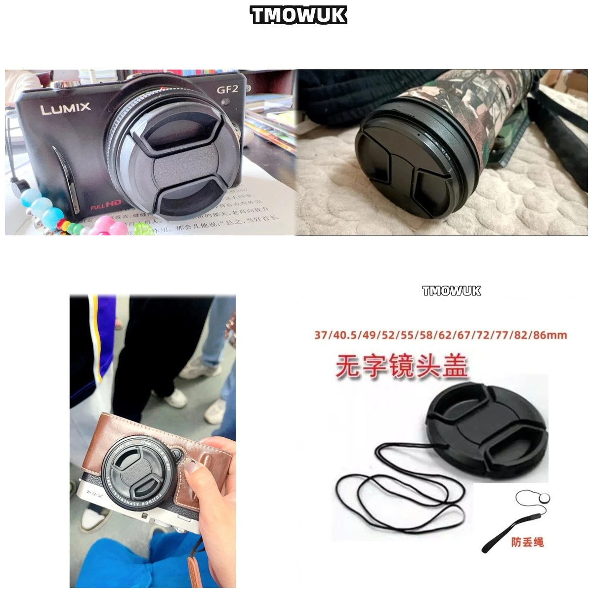 

For Canon EOS R3 1Ds Mark II 70D 750D 200D M2 Rebel T6i 300D Camera Lens Cap Protective Cover Center Pinch Snap-on 49mm 52 55 58