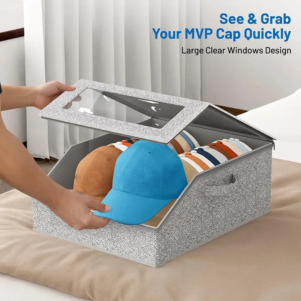 Holds Multifunctional Large Capacity Foldable Baseball Cap Storage Box For Home Closet Storage Bra Socks Toy Storage Organizer