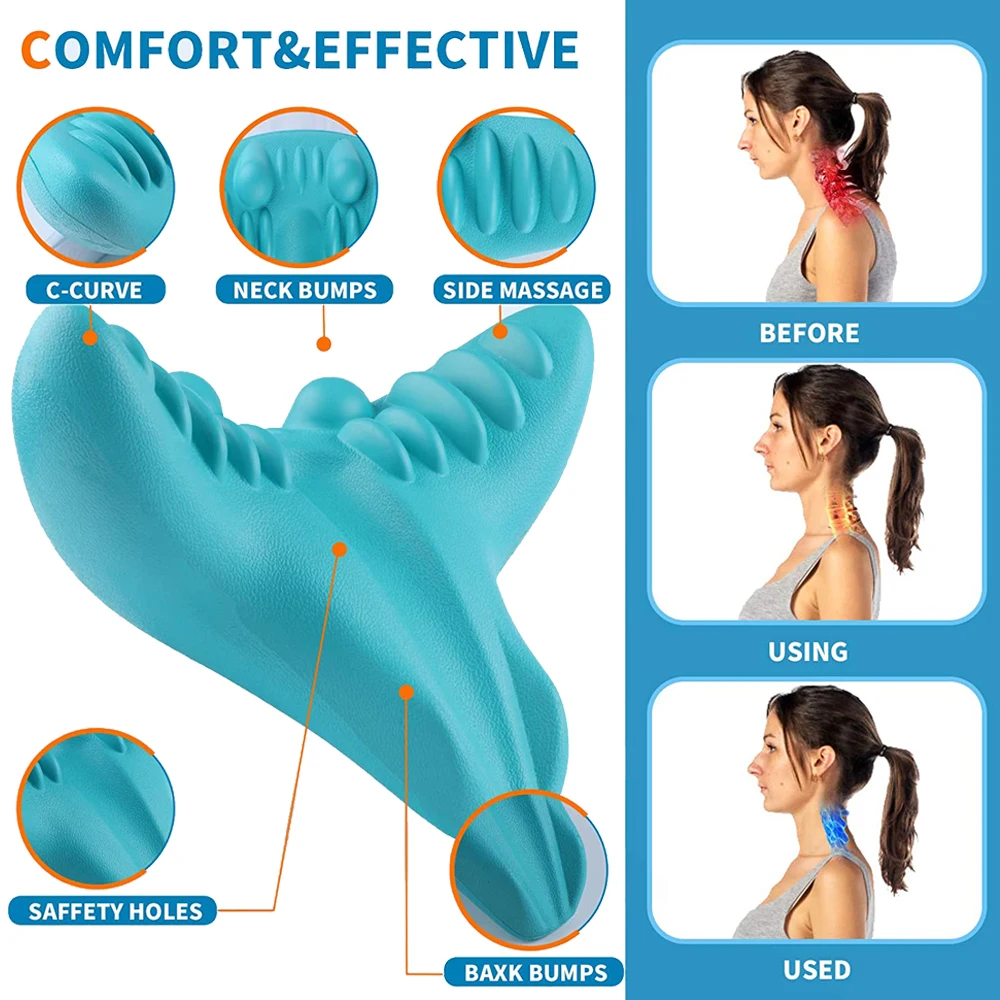 

New Authentic C-Rest Neck Massage Pillow Back Shoulder Stretcher Repair Tools Spine Cervical Chiropractic Traction Device Makeup