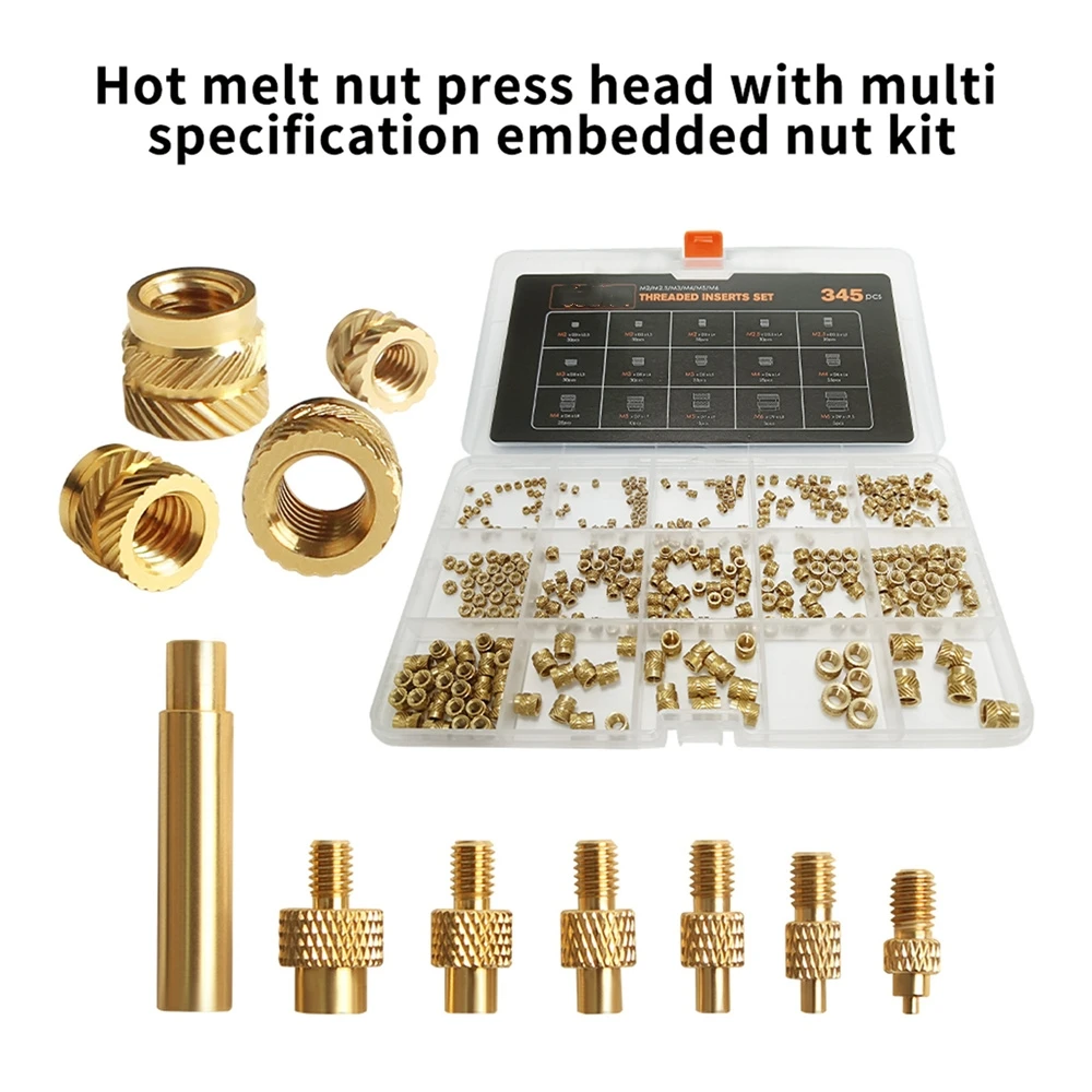 Brass Inlay Nut Hot Melt Insertion Tool Kit for M2/M3/M5/M6/M8 Multi-Size Inlay Nut Kits