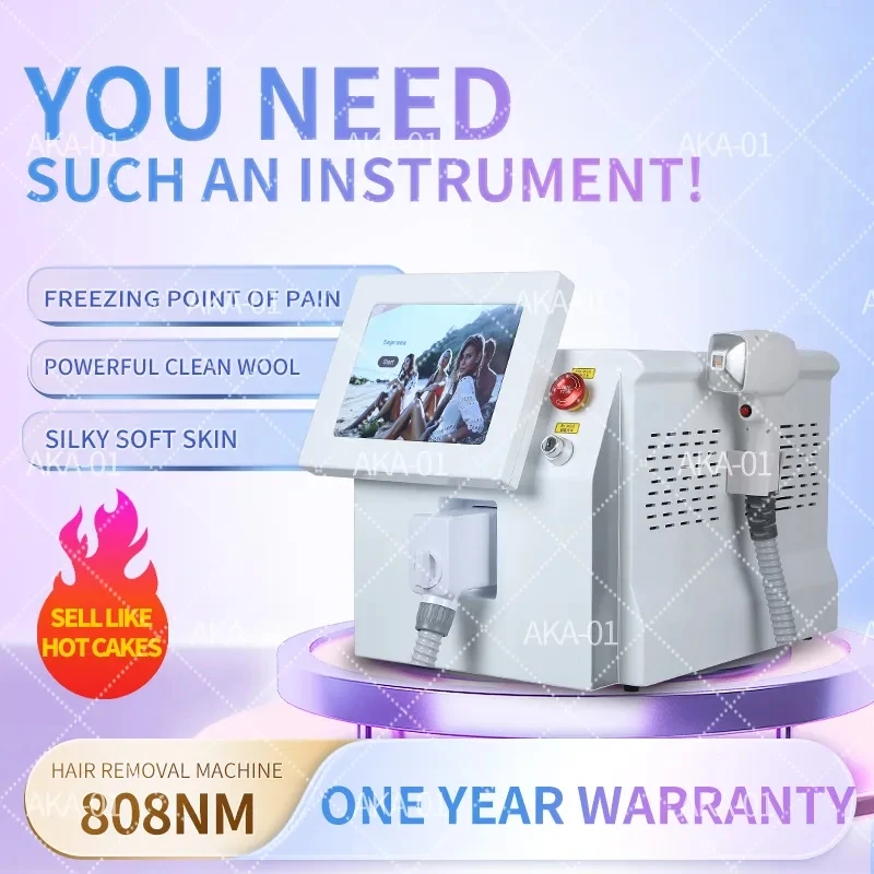 

808 Diode Laser Hair Removal Machine Triple Wavelength Painless Permanent Portable 808nm 755nm 1064nm