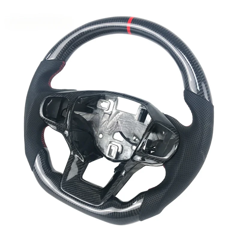 For Ford Explorer Custom Perforated Leather Carbon Fiber Steering Wheel