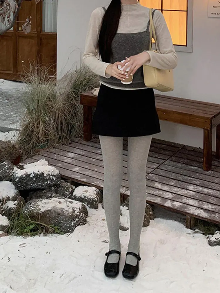 

Women's Knitted Art Student Set Long Sve Strap Vest Faionable Slim Fit Top High Waist orts Spring Commute Sle Ensemble