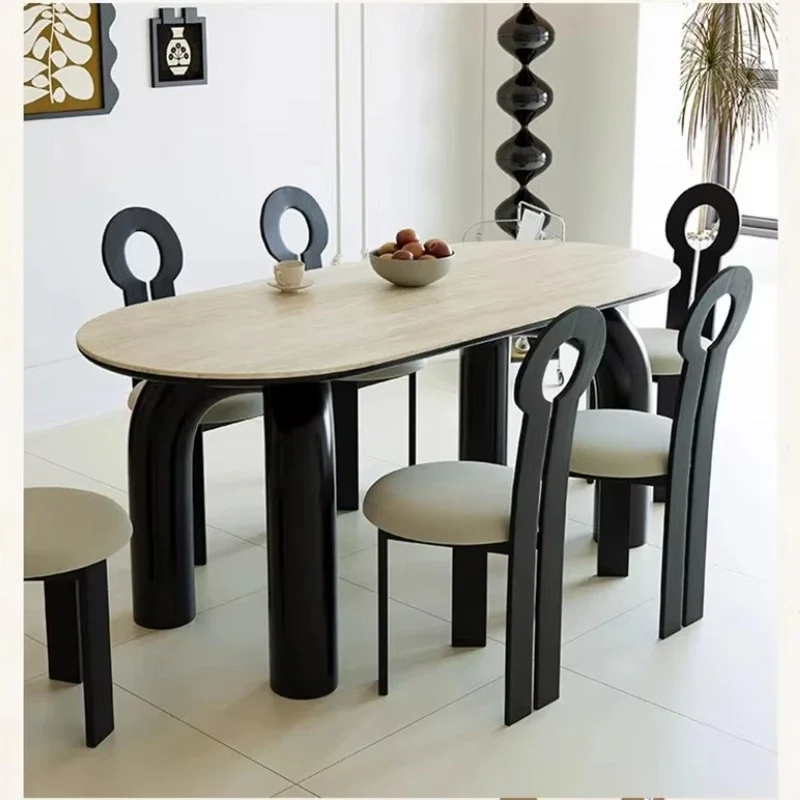 Slate dining table simple modern rectangular solid wood design can be converted into small apartment home life