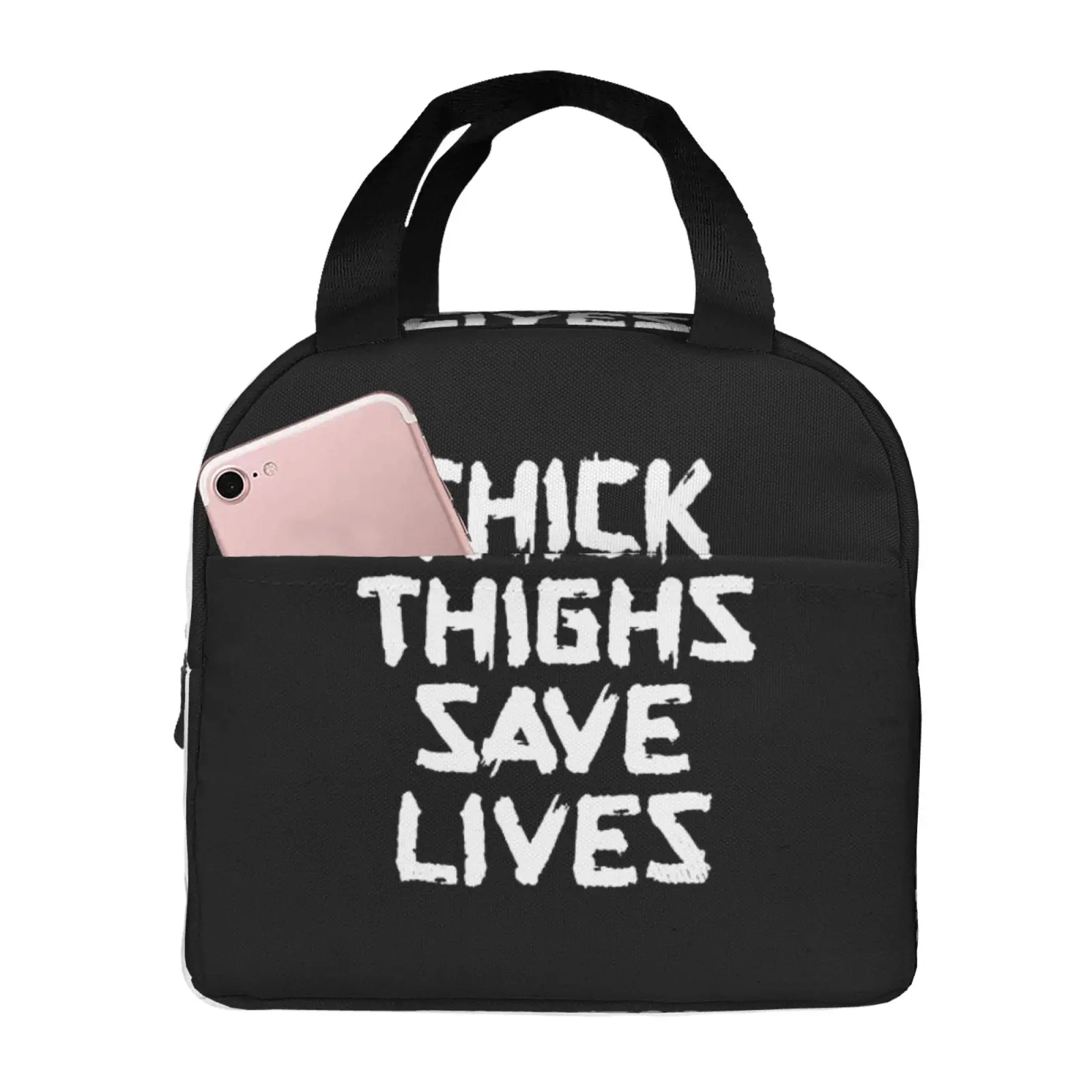 Thick Thighs Save Lives Print Lunch Bags Insulated Bento Box Lunch Tote Leakproof Picnic Bags Thermal Bag for Woman Girl School